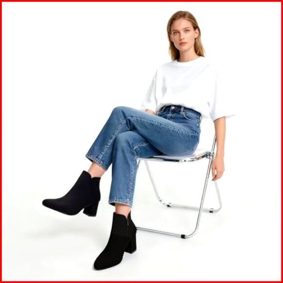 Pointed Toe Ankle Boots with Side Cutout, Low Block Heel, Zip Closure